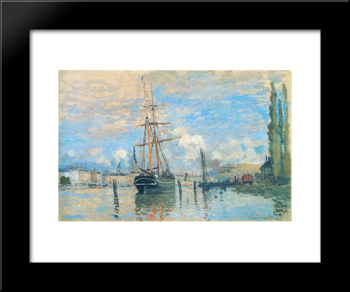 The Seine At Rouen 20x24 Black Modern Wood Framed Art Print Poster by Monet, Claude