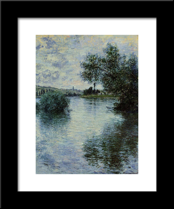 The Seine At Vetheuil 20x24 Black Modern Wood Framed Art Print Poster by Monet, Claude
