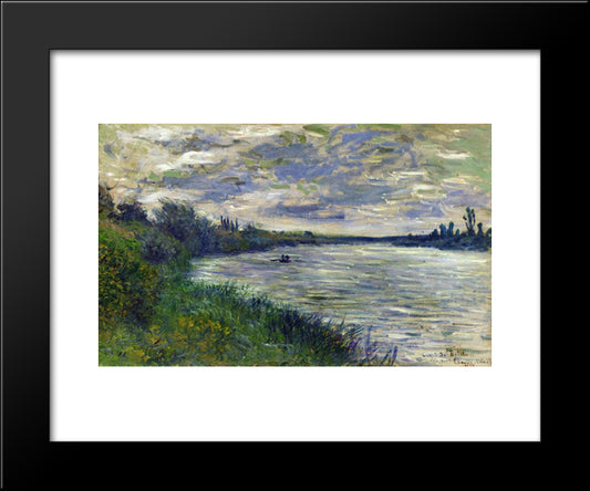 The Seine Near Vetheuil, Stormy Weather 20x24 Black Modern Wood Framed Art Print Poster by Monet, Claude