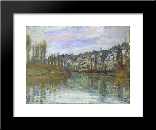 The Seine Near Vetheuil 20x24 Black Modern Wood Framed Art Print Poster by Monet, Claude