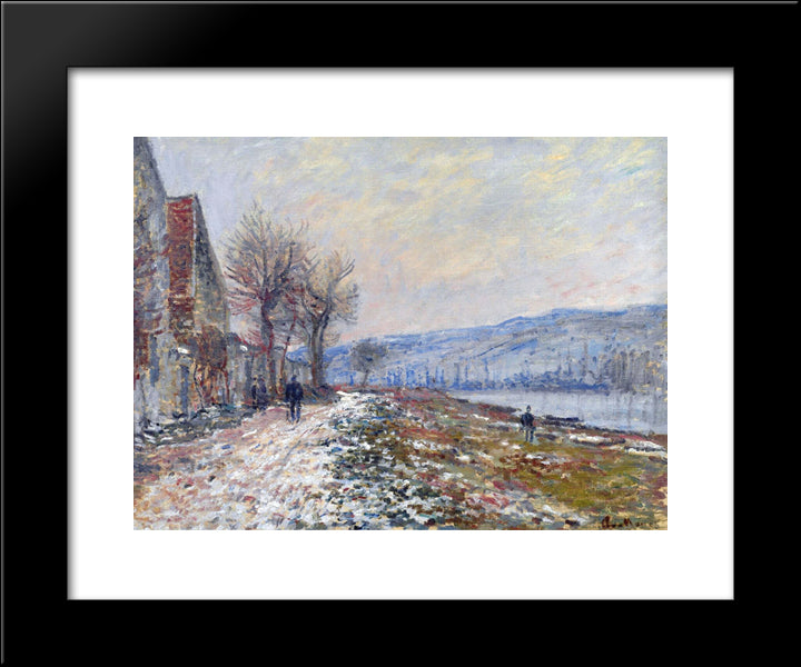 The Siene At Lavacourt, Effect Of Snow 20x24 Black Modern Wood Framed Art Print Poster by Monet, Claude