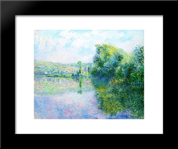 The Siene At Vetheuil 20x24 Black Modern Wood Framed Art Print Poster by Monet, Claude