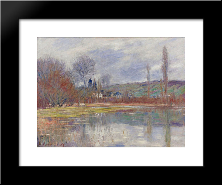 The Spring At Vetheuil 20x24 Black Modern Wood Framed Art Print Poster by Monet, Claude