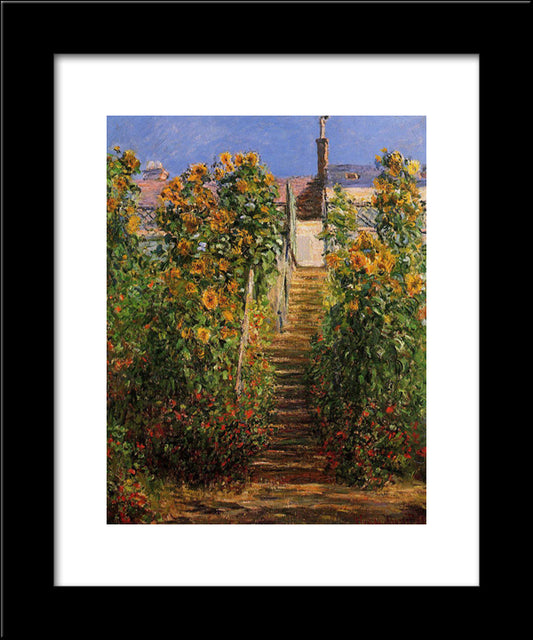 The Steps At Vetheuil 20x24 Black Modern Wood Framed Art Print Poster by Monet, Claude