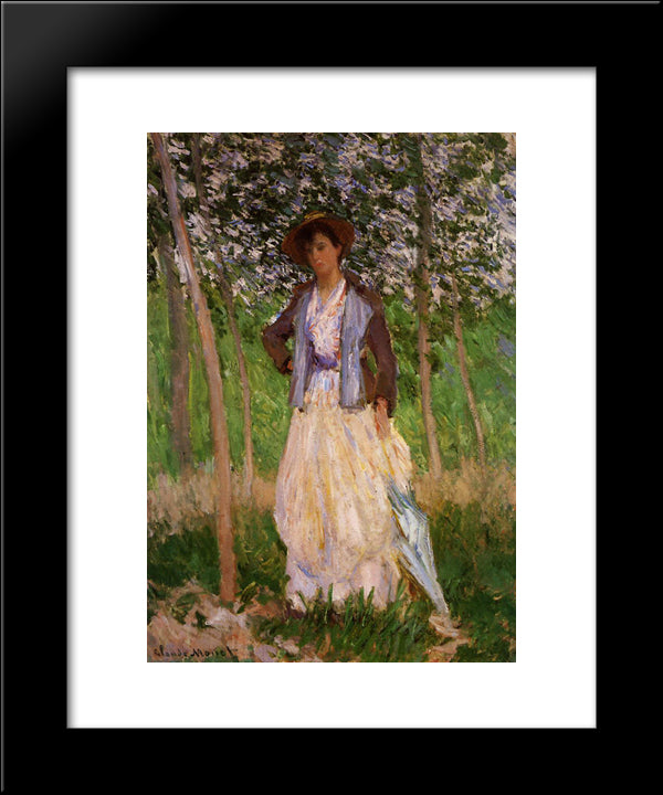 The Stroller (Suzanne Hoschede) 20x24 Black Modern Wood Framed Art Print Poster by Monet, Claude