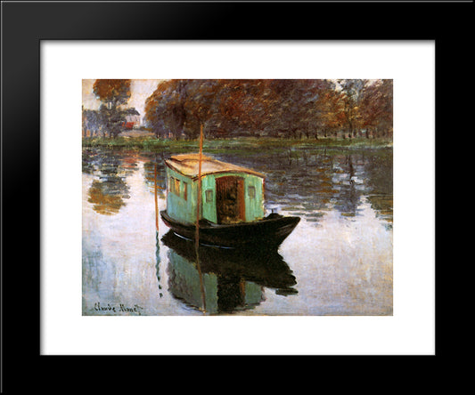 The Studio-Boat 20x24 Black Modern Wood Framed Art Print Poster by Monet, Claude