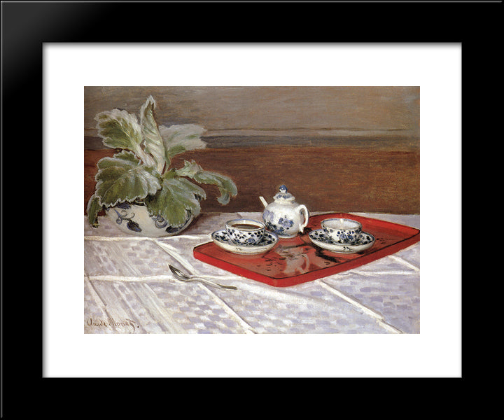 The Tea Set 20x24 Black Modern Wood Framed Art Print Poster by Monet, Claude