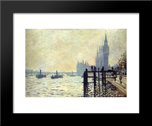 The Thames Below Westminster 20x24 Black Modern Wood Framed Art Print Poster by Monet, Claude