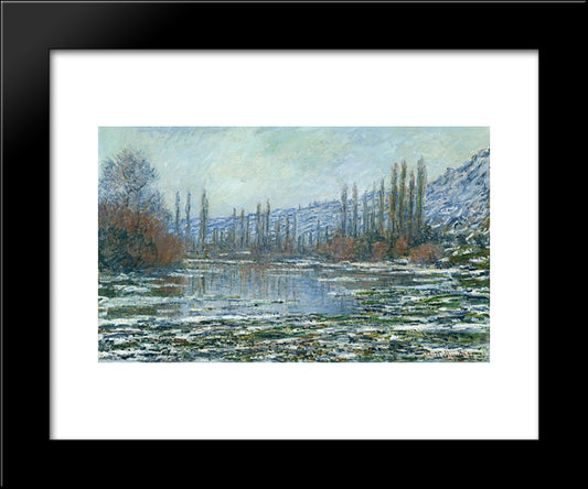 The Thaw At Vetheuil 20x24 Black Modern Wood Framed Art Print Poster by Monet, Claude