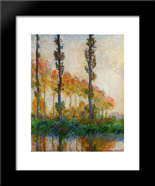 The Three Trees, Autumn 20x24 Black Modern Wood Framed Art Print Poster by Monet, Claude