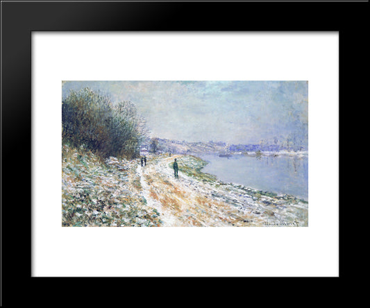 The Tow Path At Argenteuil, Winter 20x24 Black Modern Wood Framed Art Print Poster by Monet, Claude