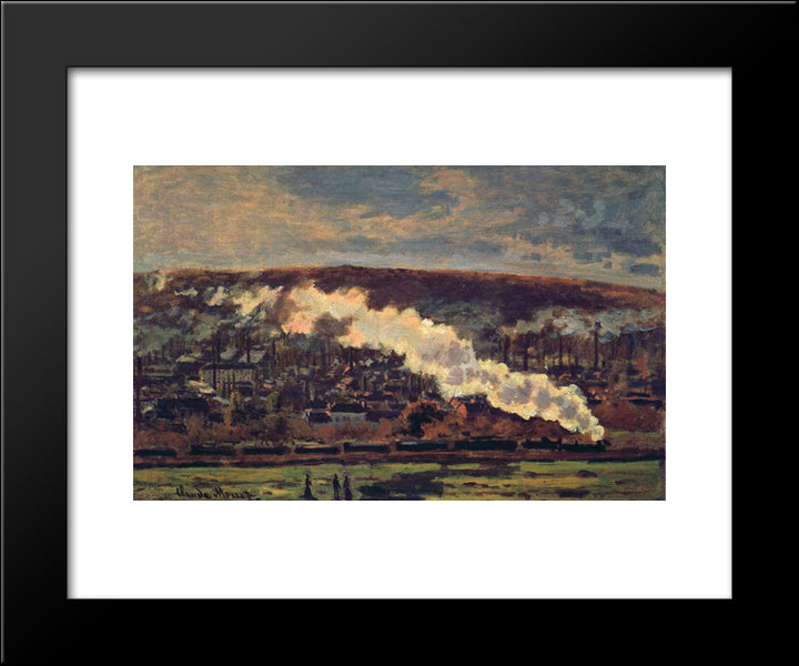 The Train 20x24 Black Modern Wood Framed Art Print Poster by Monet, Claude