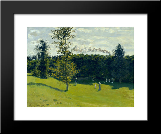The Train In The Country 20x24 Black Modern Wood Framed Art Print Poster by Monet, Claude