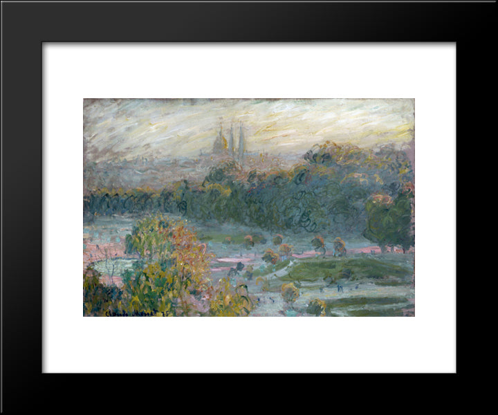 The Tuileries (Study) 20x24 Black Modern Wood Framed Art Print Poster by Monet, Claude