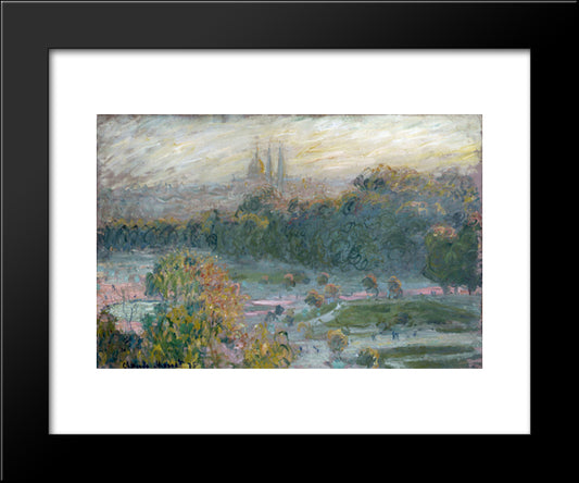 The Tuileries (Study) 20x24 Black Modern Wood Framed Art Print Poster by Monet, Claude