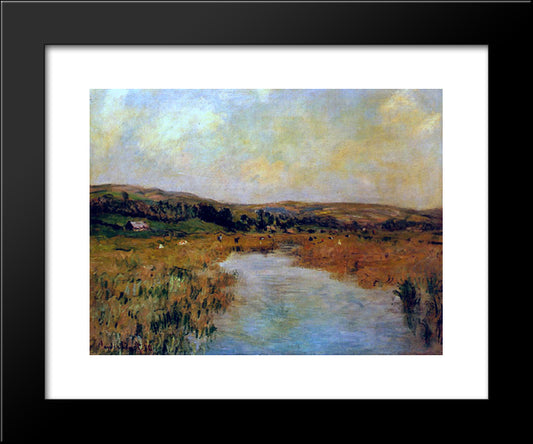 The Valley Of The Scie At Pouville 20x24 Black Modern Wood Framed Art Print Poster by Monet, Claude