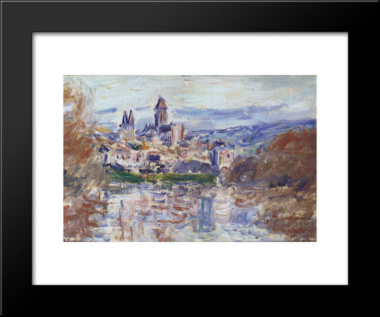The Village Of Vetheuil 20x24 Black Modern Wood Framed Art Print Poster by Monet, Claude