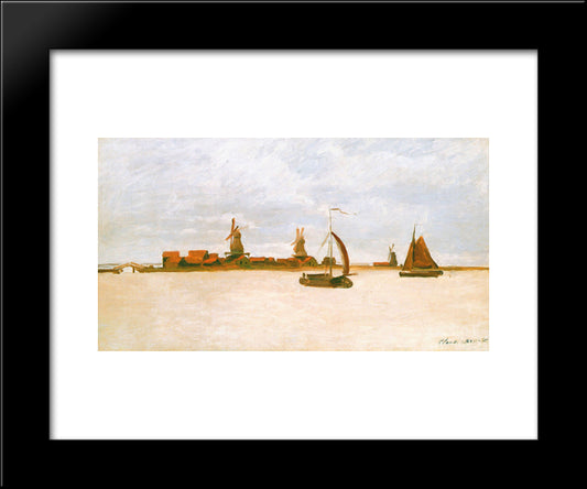 The Voorzaan 20x24 Black Modern Wood Framed Art Print Poster by Monet, Claude