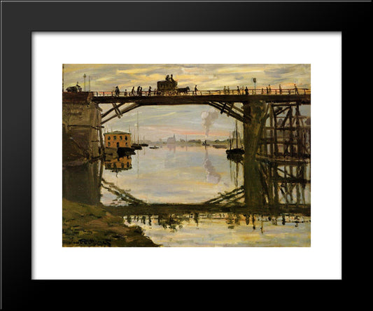 The Wooden Bridge 20x24 Black Modern Wood Framed Art Print Poster by Monet, Claude