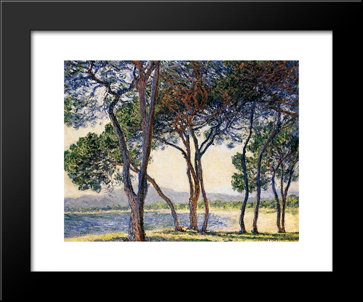 Trees By The Seashore At Antibes 20x24 Black Modern Wood Framed Art Print Poster by Monet, Claude