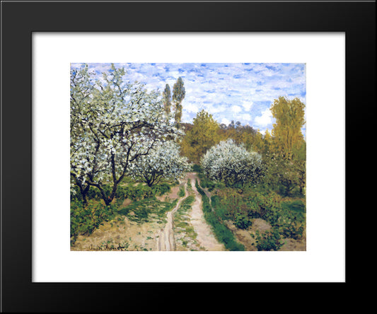Trees In Bloom 20x24 Black Modern Wood Framed Art Print Poster by Monet, Claude