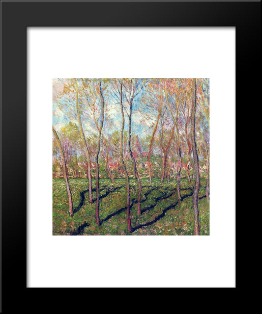 Trees In Winter, View Of Bennecourt 20x24 Black Modern Wood Framed Art Print Poster by Monet, Claude