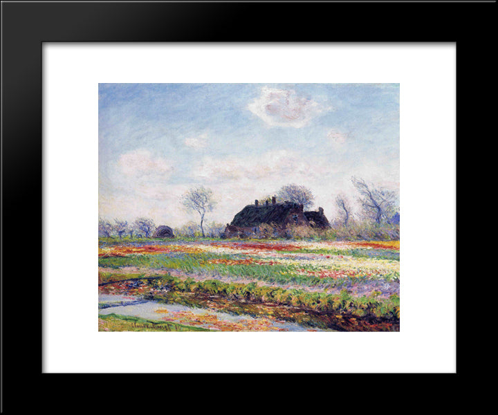 Tulip Fields At Sassenheim, Near Leiden 20x24 Black Modern Wood Framed Art Print Poster by Monet, Claude