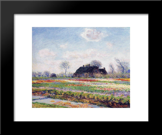 Tulip Fields At Sassenheim, Near Leiden 20x24 Black Modern Wood Framed Art Print Poster by Monet, Claude