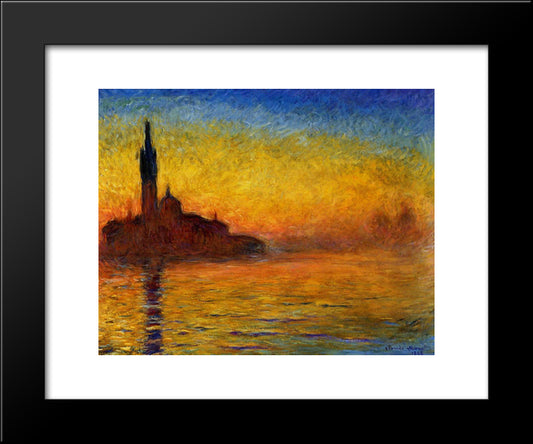Twilight, Venice 20x24 Black Modern Wood Framed Art Print Poster by Monet, Claude