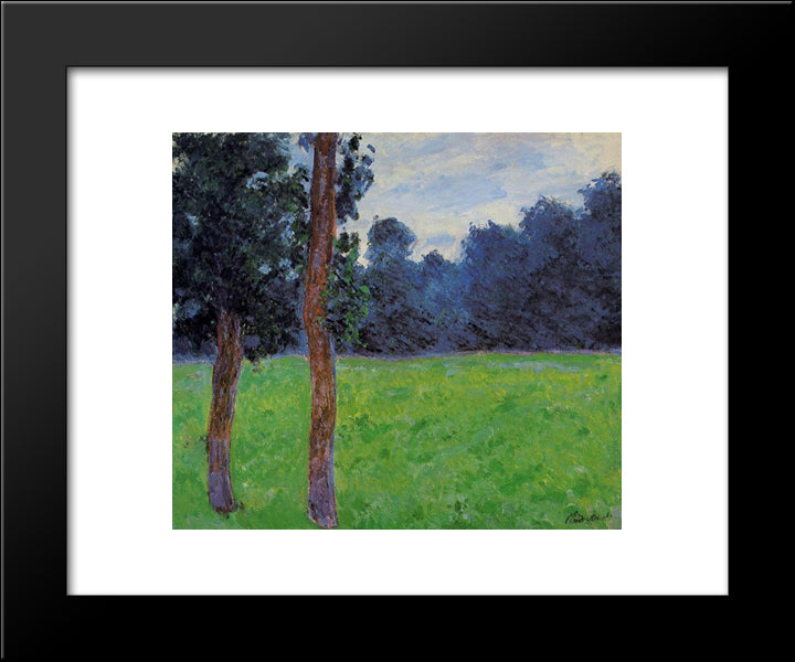 Two Trees In A Meadow 20x24 Black Modern Wood Framed Art Print Poster by Monet, Claude
