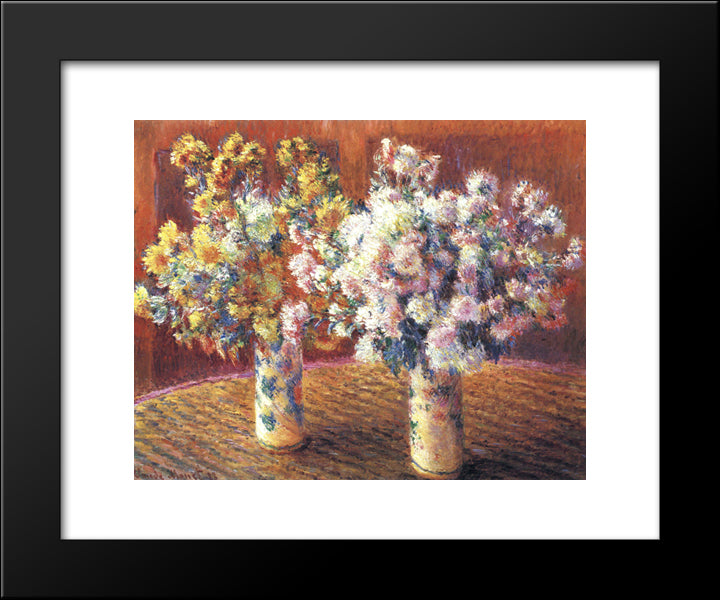 Two Vases With Chrysanthems 20x24 Black Modern Wood Framed Art Print Poster by Monet, Claude
