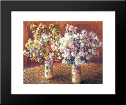 Two Vases With Chrysanthems 20x24 Black Modern Wood Framed Art Print Poster by Monet, Claude