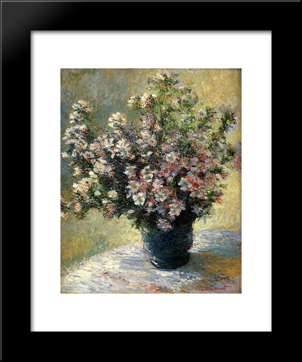 Vase Of Flowers 20x24 Black Modern Wood Framed Art Print Poster by Monet, Claude