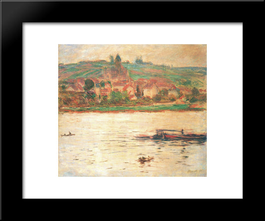 Vetheuil, Barge On The Seine 20x24 Black Modern Wood Framed Art Print Poster by Monet, Claude
