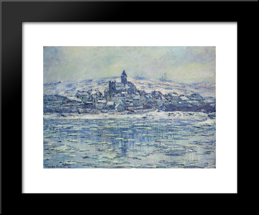 Vetheuil, Ice Floes 20x24 Black Modern Wood Framed Art Print Poster by Monet, Claude