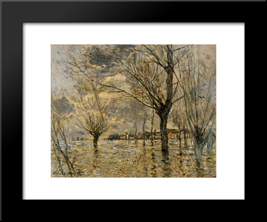 Vetheuil, L'Inondation 20x24 Black Modern Wood Framed Art Print Poster by Monet, Claude