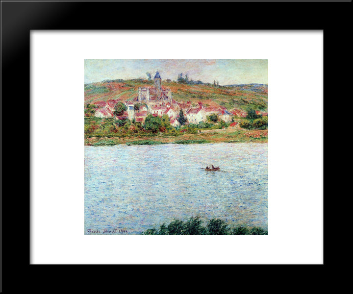 Vetheuil, Morning Effect 20x24 Black Modern Wood Framed Art Print Poster by Monet, Claude