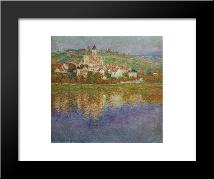 Vetheuil, Pink Effect 20x24 Black Modern Wood Framed Art Print Poster by Monet, Claude