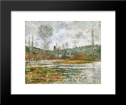 Vetheuil, Prairie Inondee 20x24 Black Modern Wood Framed Art Print Poster by Monet, Claude