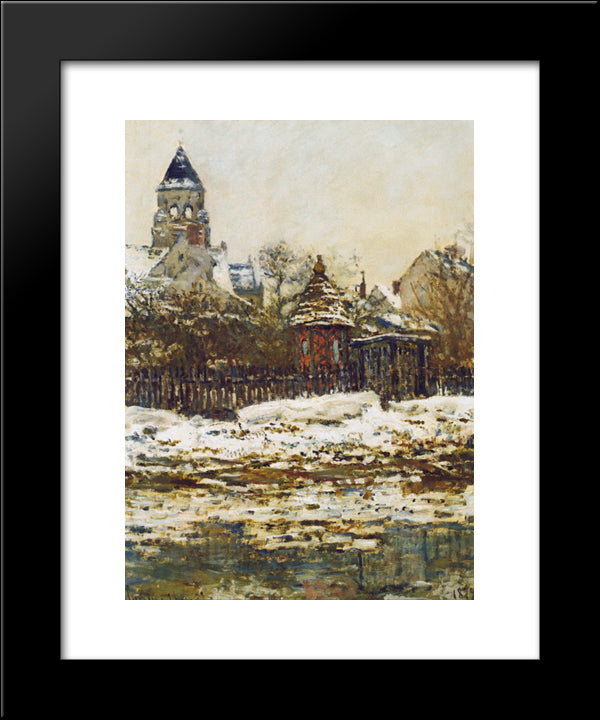 Vetheuil, The Church In Winter 20x24 Black Modern Wood Framed Art Print Poster by Monet, Claude