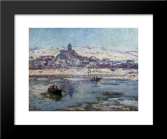 Vetheuil In Winter 20x24 Black Modern Wood Framed Art Print Poster by Monet, Claude