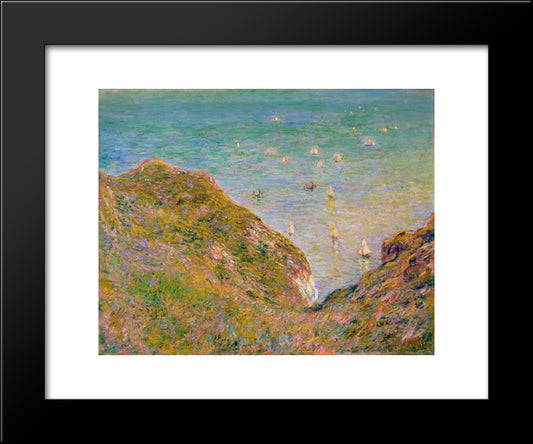 View From The Cliff At Pourville, Bright Weather 20x24 Black Modern Wood Framed Art Print Poster by Monet, Claude