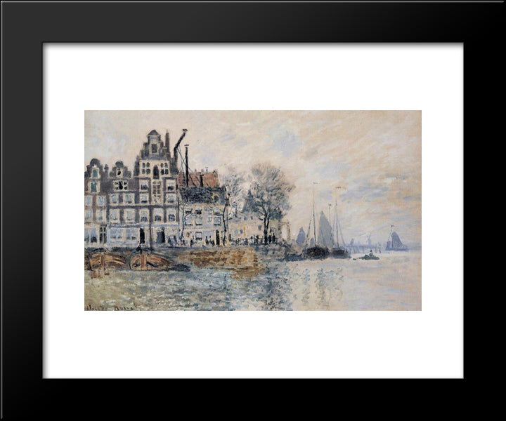 View Of Amsterdam 20x24 Black Modern Wood Framed Art Print Poster by Monet, Claude