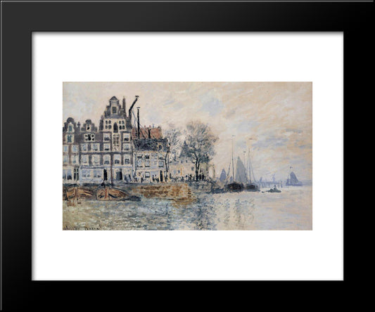 View Of Amsterdam 20x24 Black Modern Wood Framed Art Print Poster by Monet, Claude
