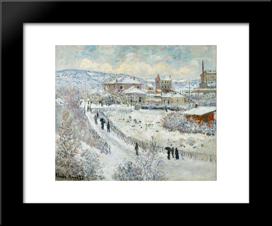 View Of Argenteuil In The Snow 20x24 Black Modern Wood Framed Art Print Poster by Monet, Claude