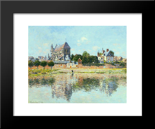 View Of The Church At Vernon 20x24 Black Modern Wood Framed Art Print Poster by Monet, Claude