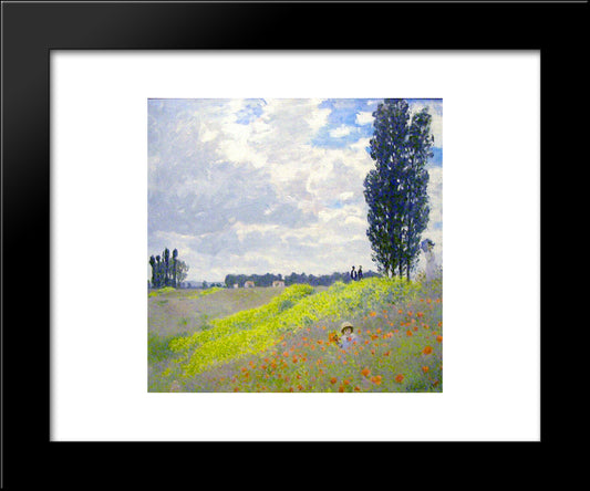 Walk In The Meadows At Argenteuil 20x24 Black Modern Wood Framed Art Print Poster by Monet, Claude