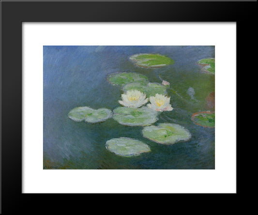 Water Lilies, Evening Effect 20x24 Black Modern Wood Framed Art Print Poster by Monet, Claude