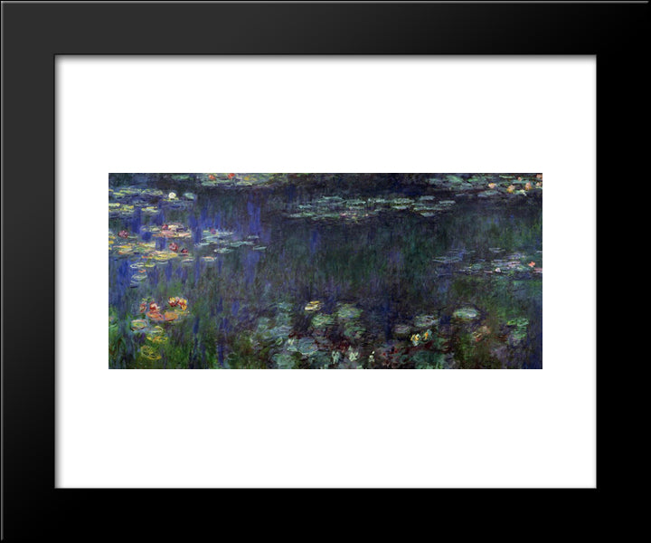Water Lilies, Green Reflection (Left Half) 20x24 Black Modern Wood Framed Art Print Poster by Monet, Claude