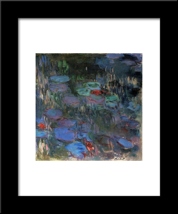 Water Lilies, Reflections Of Weeping Willows (Right Half) 20x24 Black Modern Wood Framed Art Print Poster by Monet, Claude